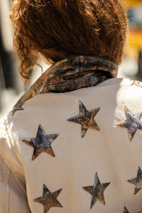 Christy RF Star Detail Leather Jacket, Marble