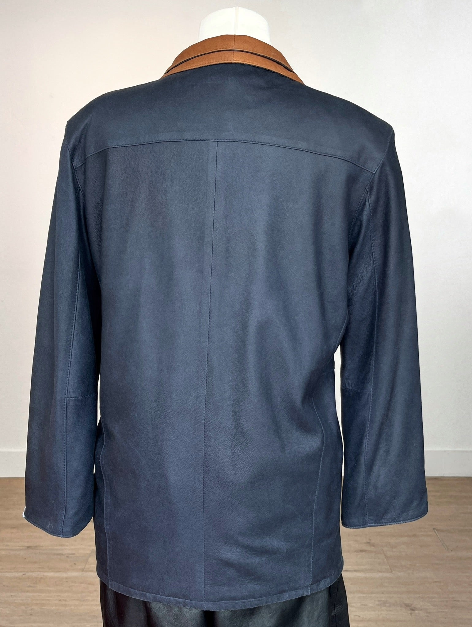 Remy Navy/Tobacco Leather Jacket