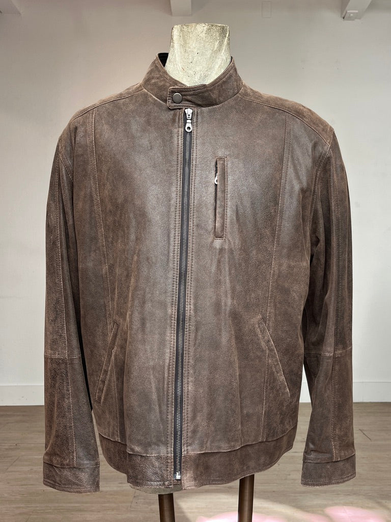 Distressed Brown Remy Moto Jacket