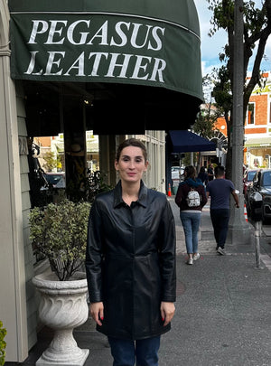 Remy - 9097 Ladies Butterskin Leather Car Coat in Noir