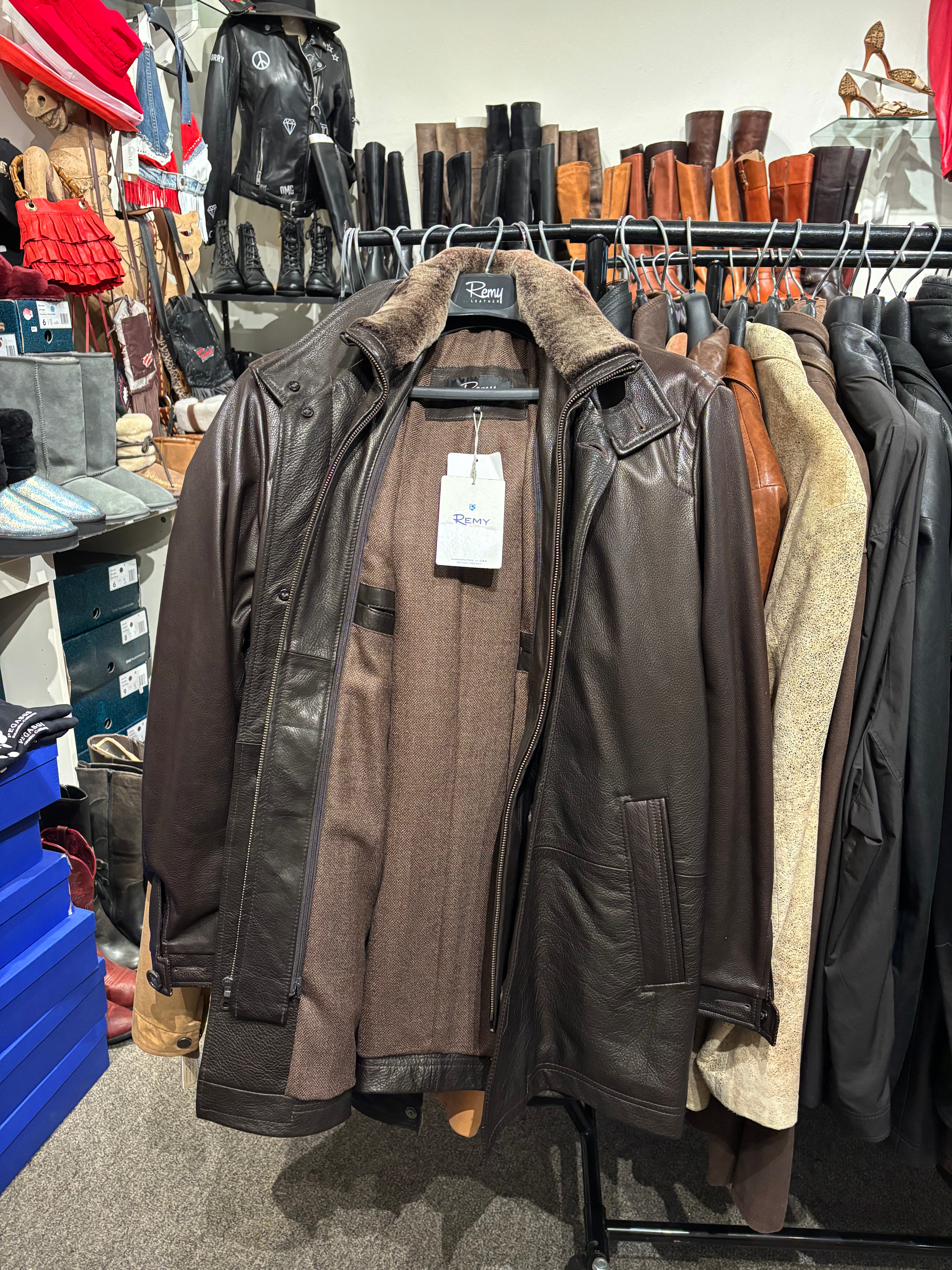 Remy Leather Jacket with Shearling Collar