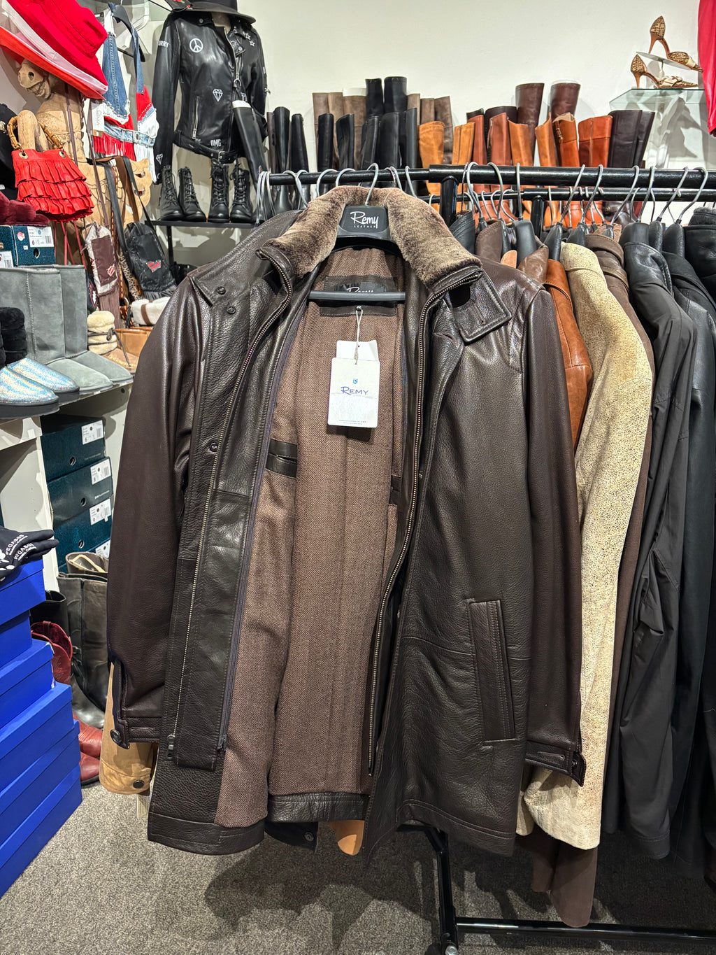 Remy Leather Jacket with Shearling Collar