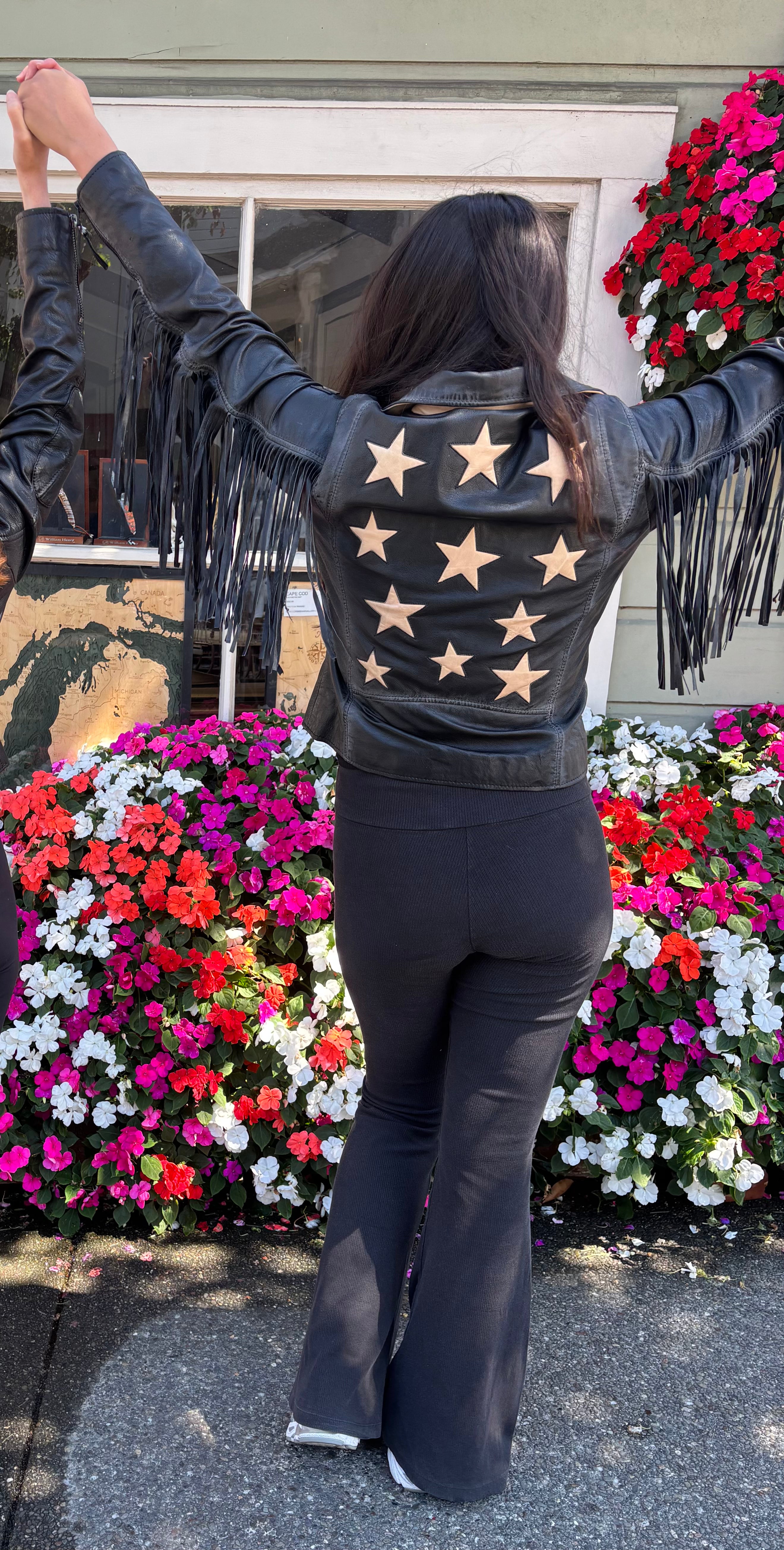 Mauritus Crissy RF Black Fringe Leather Jacket