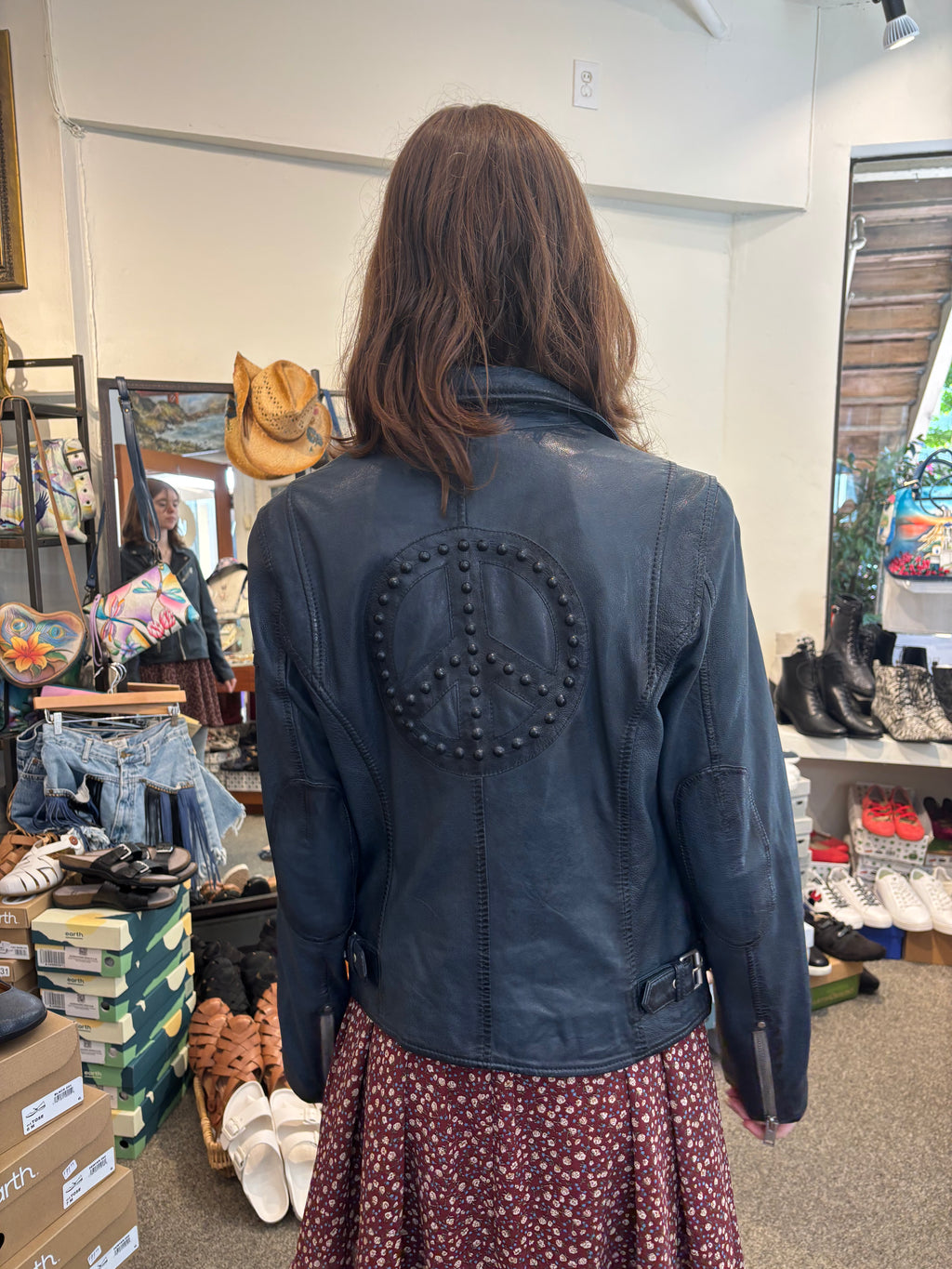 Mauritus Women's Leather Jacket in Navy