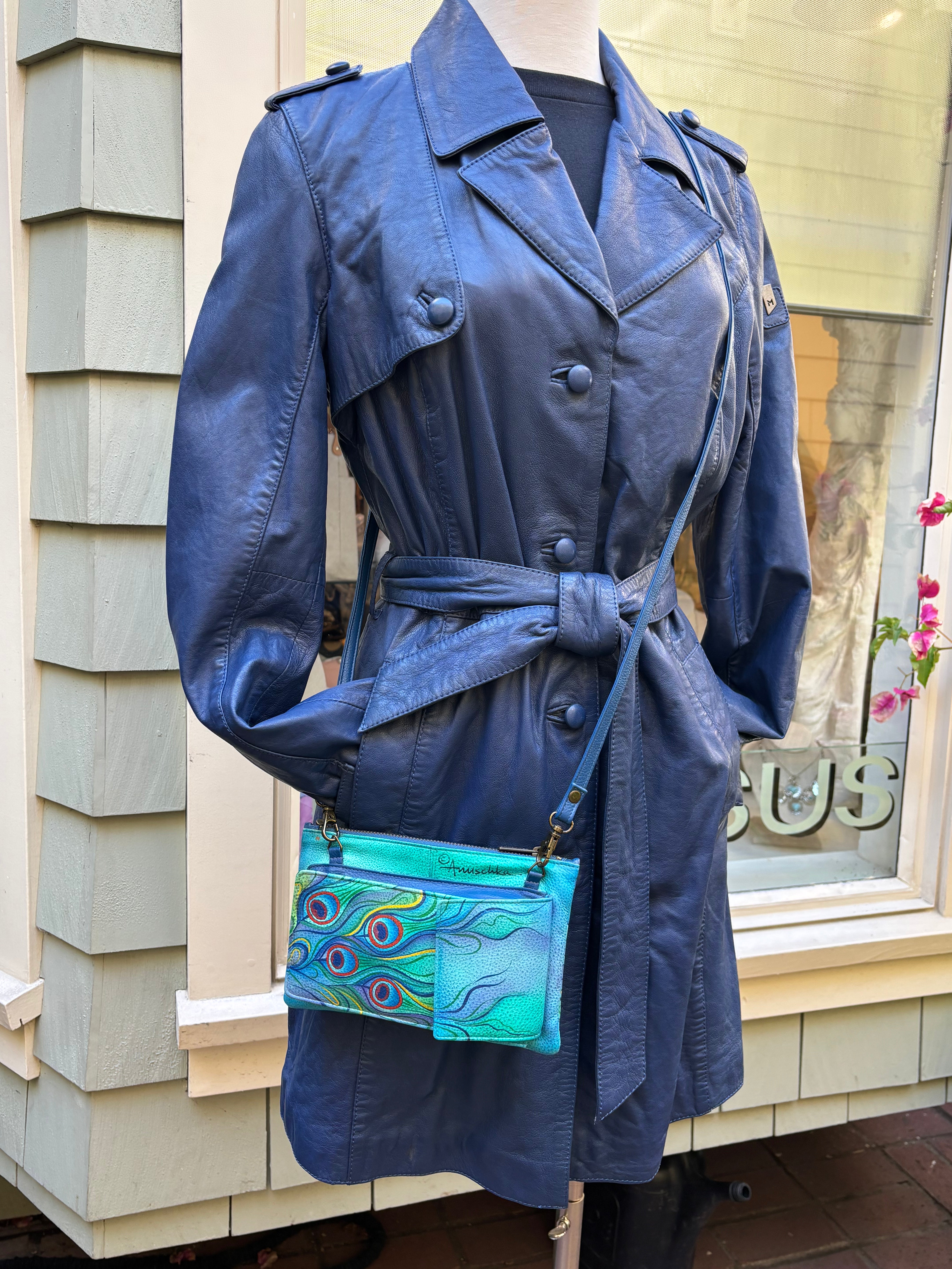 Anuschka Hand Painted Peacock Cross Body Bag