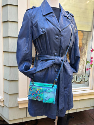 Anuschka Hand Painted Peacock Cross Body Bag