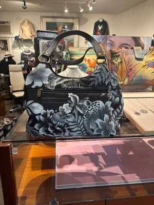 Anuschka Hand Painted Leopard Hobo Bag