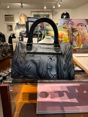 Anuschka Hand Painted Leopard Satchel Bag