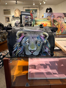 Anuschka Large Hand Painted Satchel Lion Bag