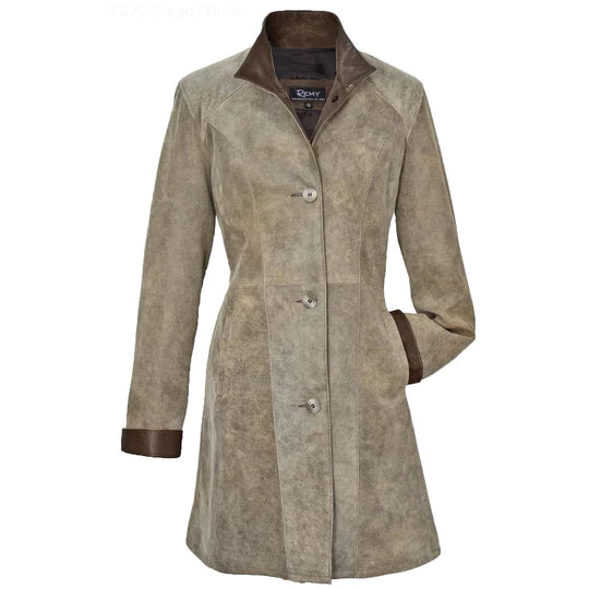 9022 - Ladies Leather Swing Coat in Diego/Rustic