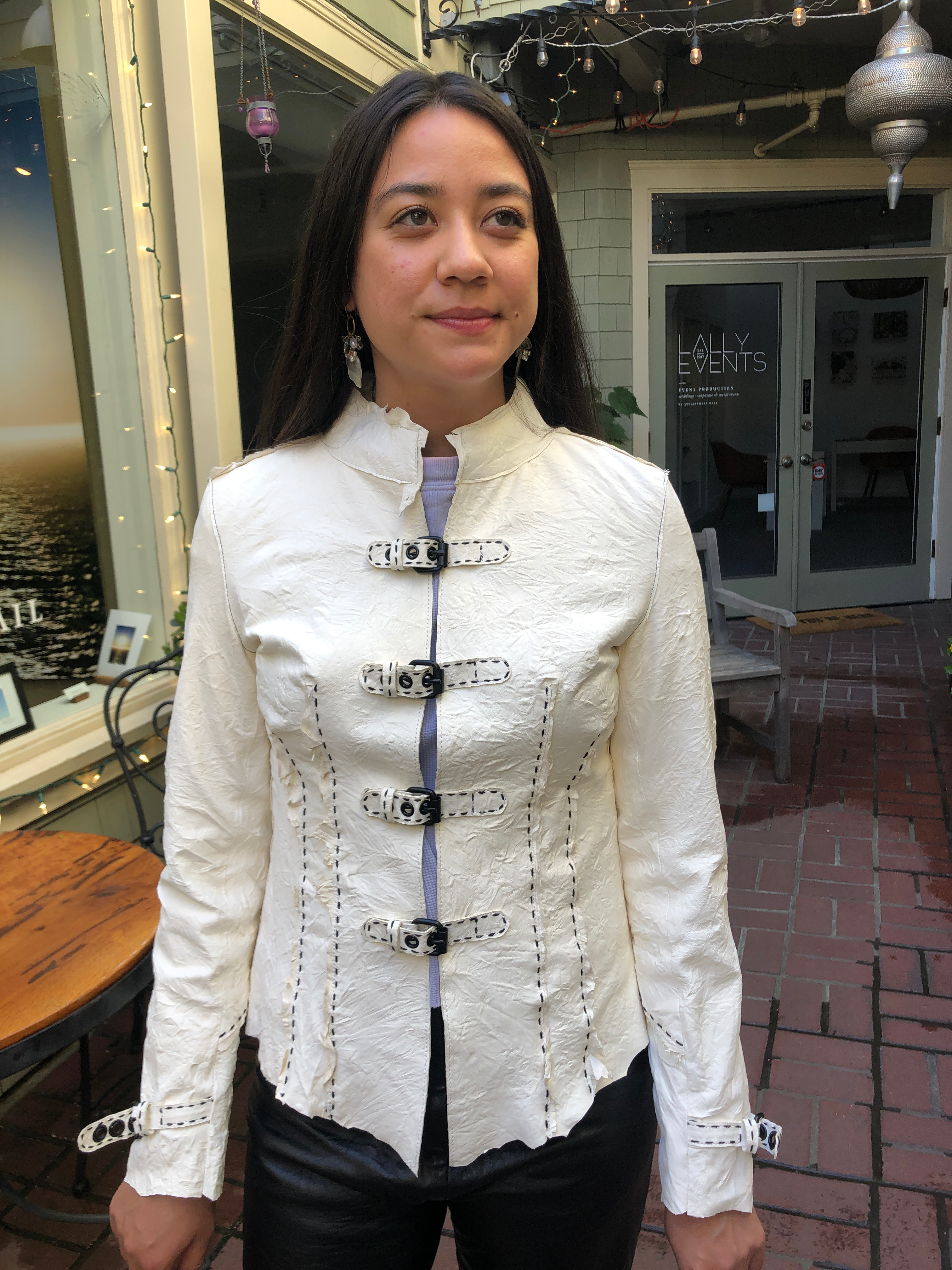 Pegasus Leather Women's White Fleur-di-lis Jacket