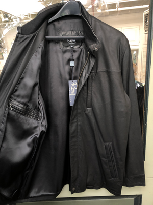 Remy Men's Black Leather Jacket with Double collar
