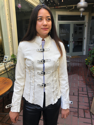 Pegasus Leather Women's White Fleur-di-lis Jacket