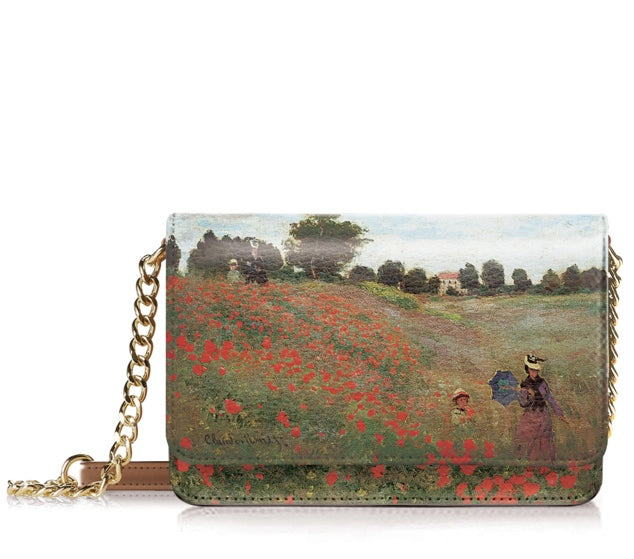 "Field of Poppies" Icon Crossbody Wallet Bag w/ Tassel Key Chain