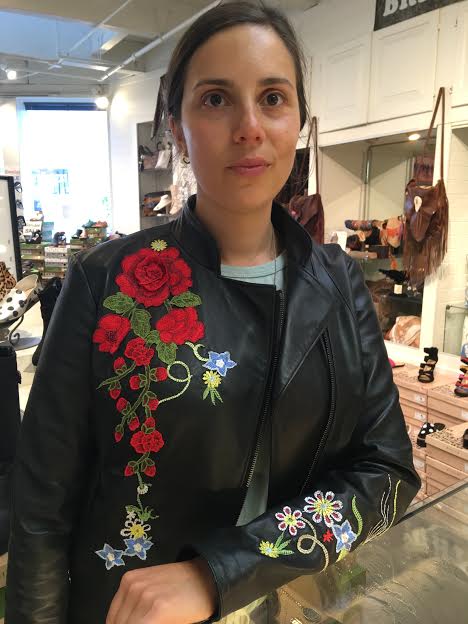 Embroidered Leather Moto Jacket