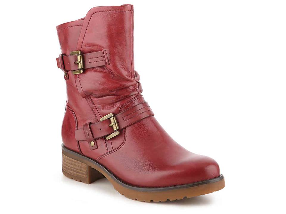Red Leather Boot with Buckles