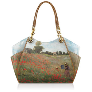 "Field of Poppies" Icon Large Shoulder Tote w/ Side Pockets