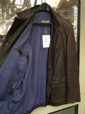 Remy Men's Distressed Brown Leather Car Coat