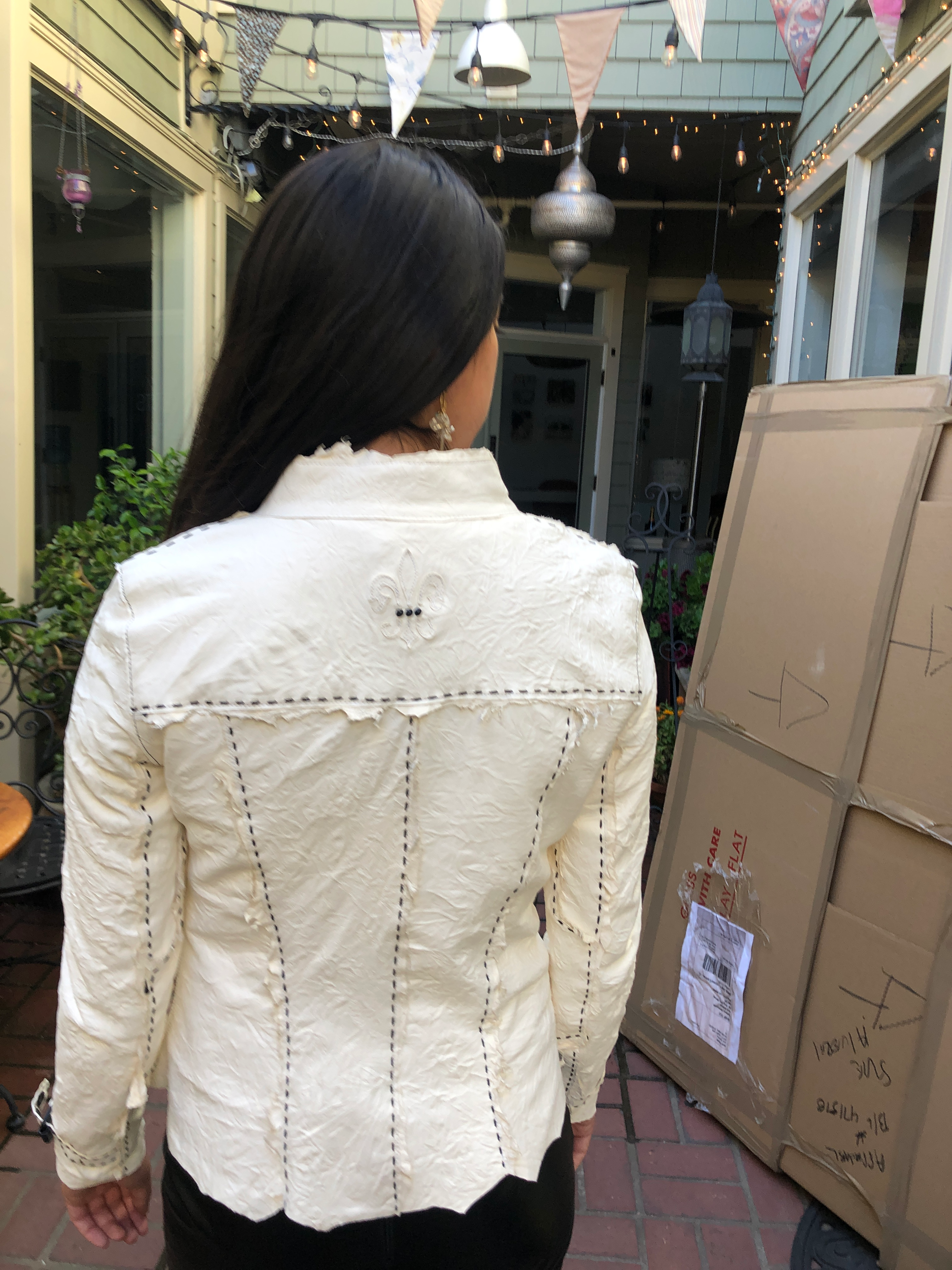 Pegasus Leather Women's White Fleur-di-lis Jacket