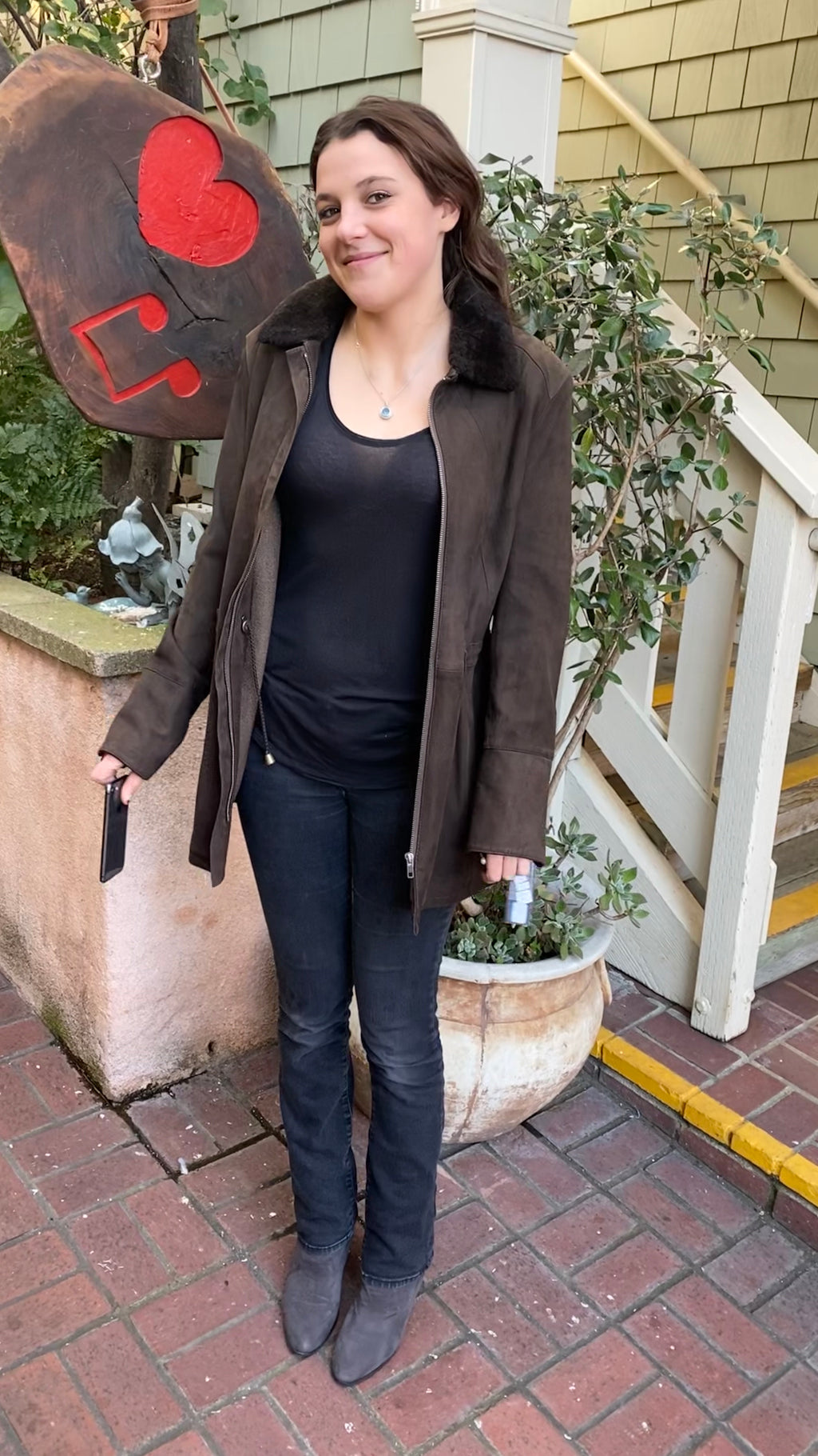 Distressed Lambskin W/ Shearling Collar