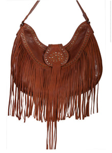 Leather Fringe and Studded Handbag