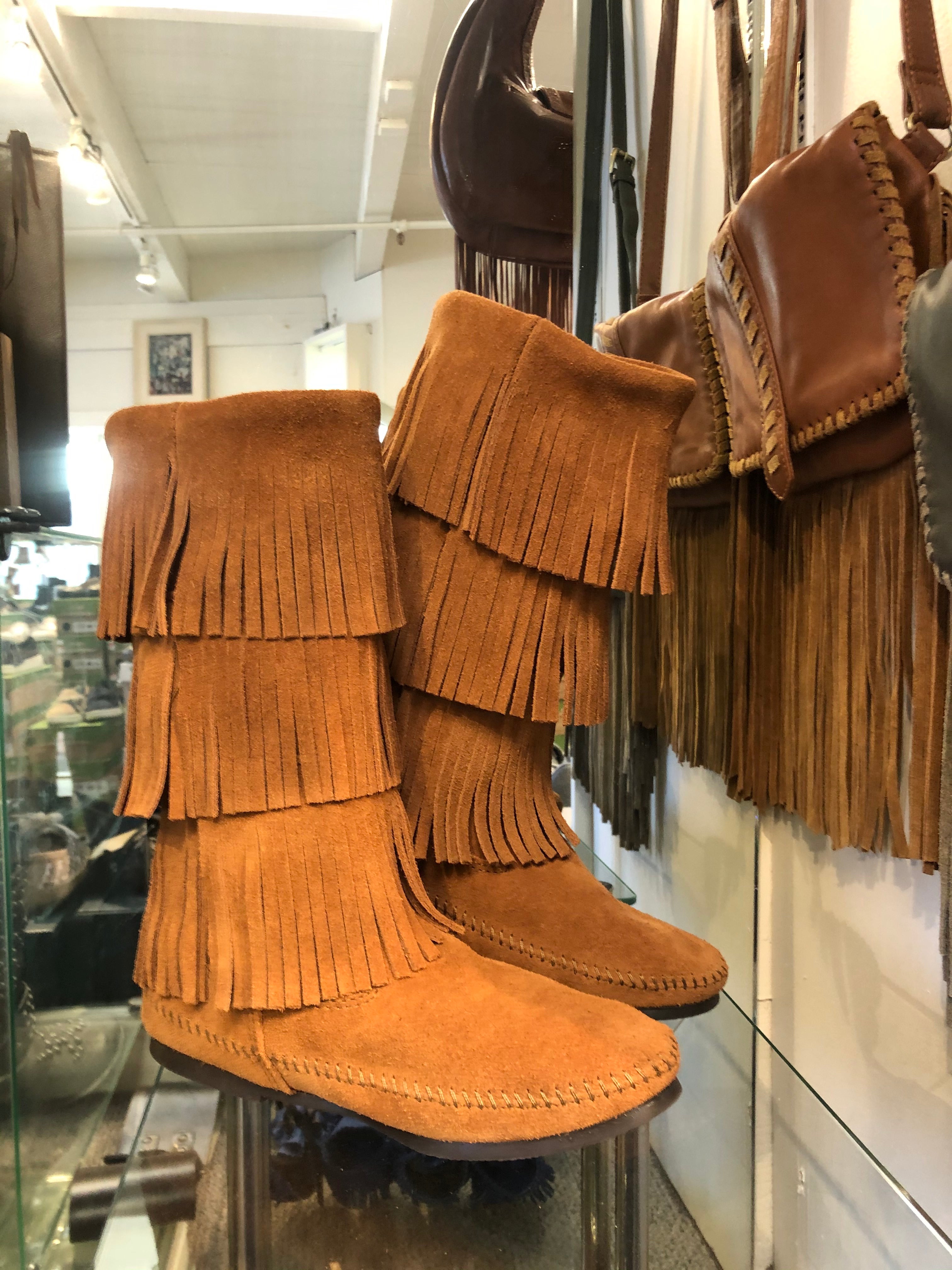 Minnetonka fringe boots sale Clearance