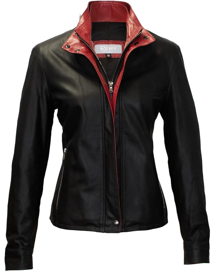 Women’s Remy Double Red Collar Light Leather