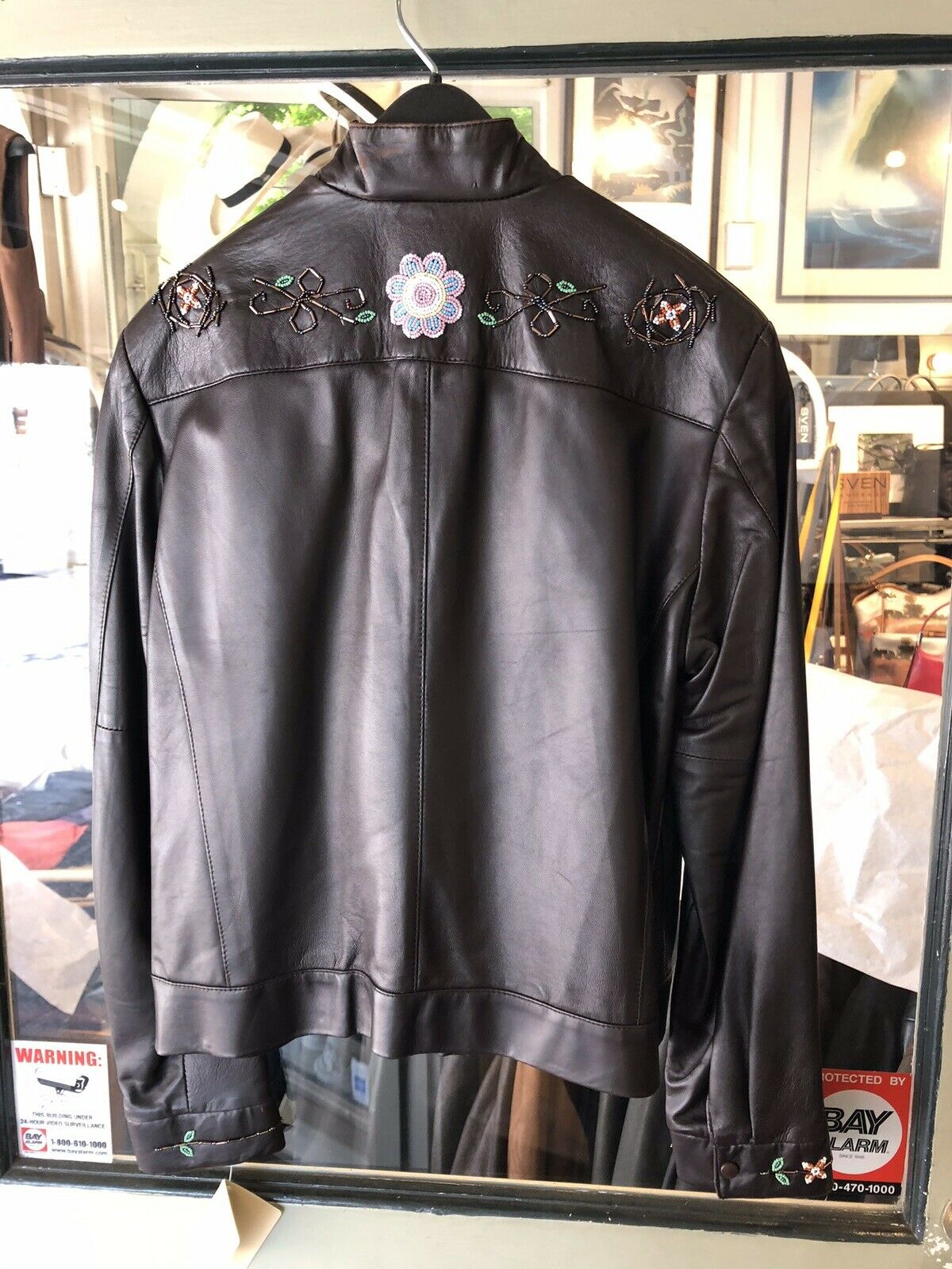 flower leather jacket