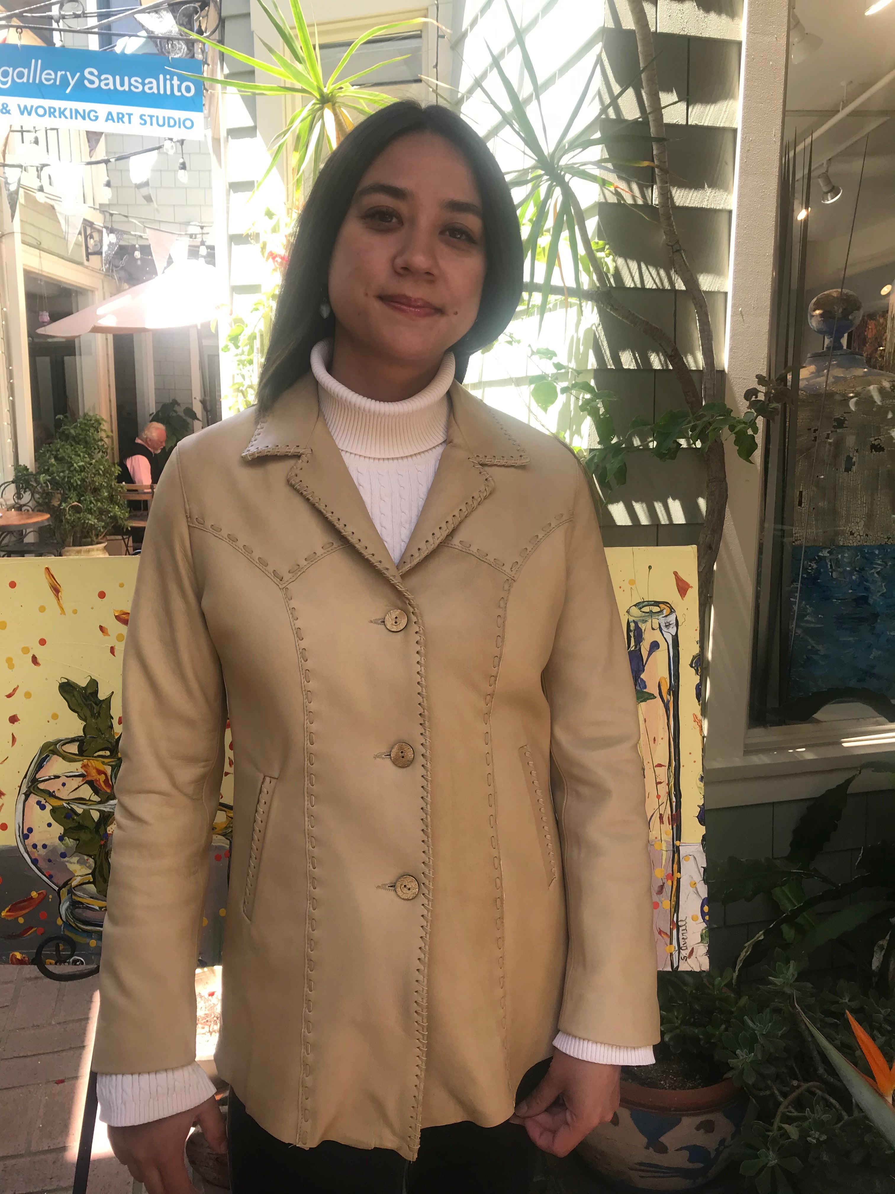 Jose Luis Women's Buckskin Color Leather Jacket