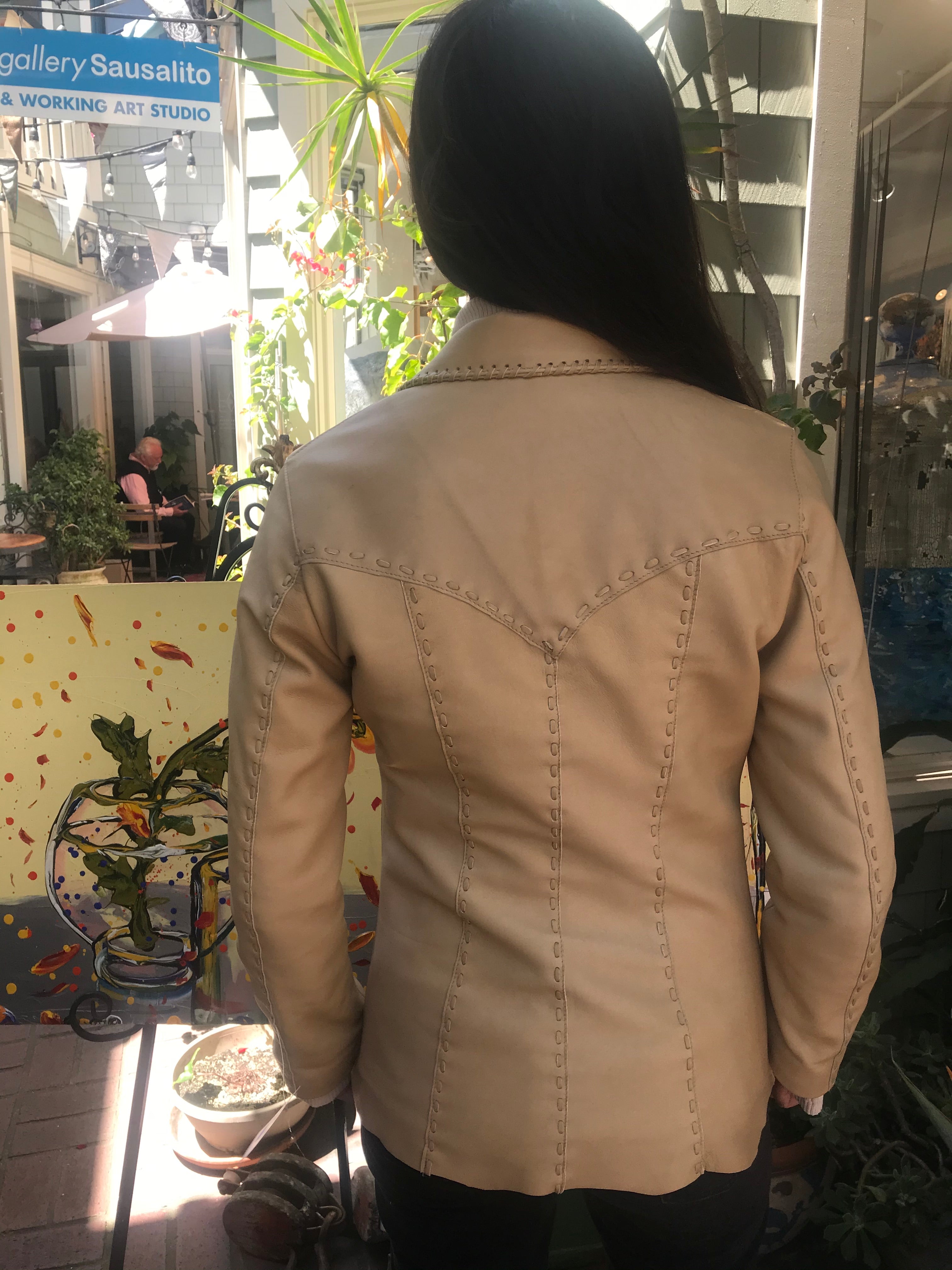 Jose Luis Women's Buckskin Color Leather Jacket