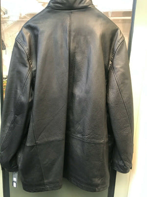 Men's Remy Leather Coat with Removable Shearling Collar