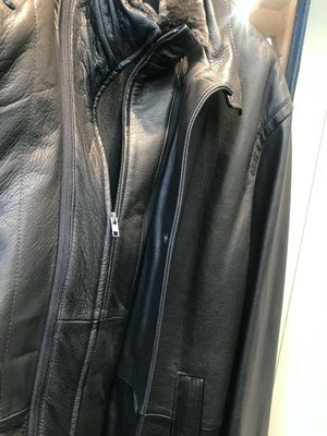 Men's Remy Leather Coat with Removable Shearling Collar